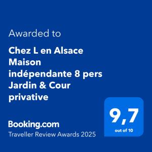 Maisons de vacances Chez L en Alsace Maison independante 8 pers Jardin & Cour privative : Maison 4 Chambres
