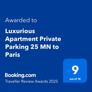 Appartements Luxurious Apartment Private Parking 25 MN to Paris : photos des chambres