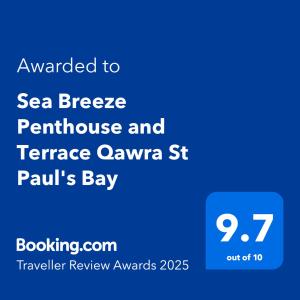 Sea Breeze Penthouse and Terrace Qawra St Pauls Bay