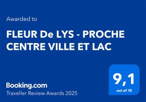 Appartements FLEUR De LYS - PROCHE CENTRE VILLE ET LAC : Appartement 1 Chambre
