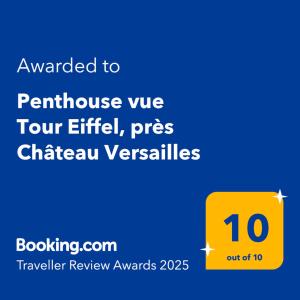 Appartements Penthouse vue Tour Eiffel, pres Chateau Versailles : photos des chambres