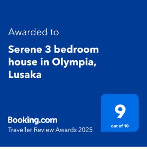 Serene 3 bedroom house in Olympia, Lusaka