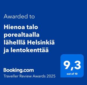 Hienoa talo porealtaalla lähellä Helsinkiä ja lentokenttää