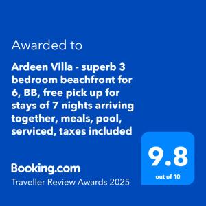 Ardeen Villa - superb 3 bedroom beachfront BB for 6, in Ranna- Tangalle- pick up, serviced, taxes included