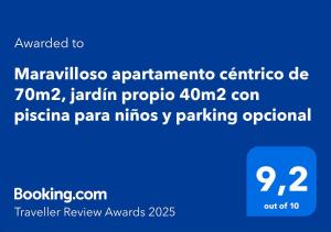 Maravilloso apartamento céntrico de 70m2, jardín propio 40m2 con piscina para niños y parking opcional