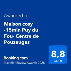 Maison cosy -15min Puy du Fou- Centre de Pouzauges