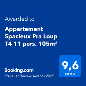 Appartement Spacieux Pra Loup T4 11 pers. 105m²