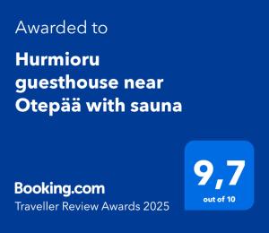 Hurmioru guesthouse near Otepää with sauna