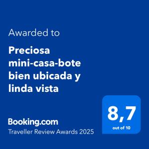 Preciosa mini-casa-bote bien ubicada y linda vista