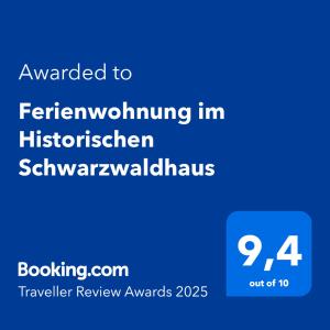 Ferienwohnung im Historischen Schwarzwaldhaus