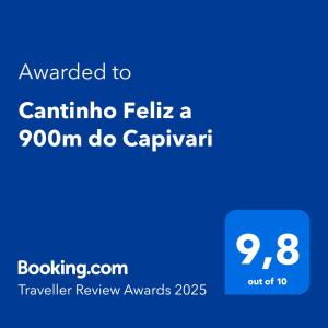 Cantinho Feliz a 900m do Capivari