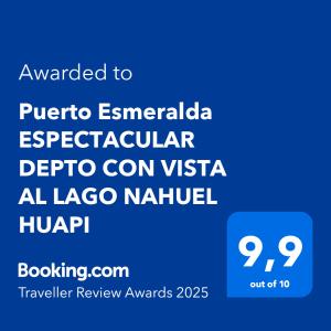 Puerto Esmeralda ESPECTACULAR DEPTO CON VISTA AL LAGO NAHUEL HUAPI