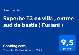 Appartements Superbe T3 en villa , entree sud de bastia ( Furiani ) : photos des chambres