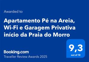 Apartamento Pé na Areia, Wi-Fi e Garagem Privativa início da Praia do Morro