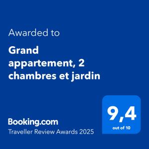 Appartements Grand appartement, 2 chambres et jardin : photos des chambres