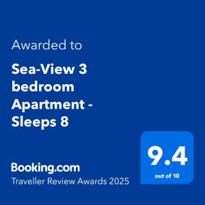Sea-View 3 bedroom Apartment - Sleeps 8