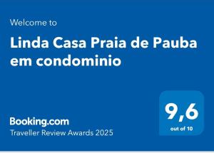 Linda Casa Praia de Pauba em condominio