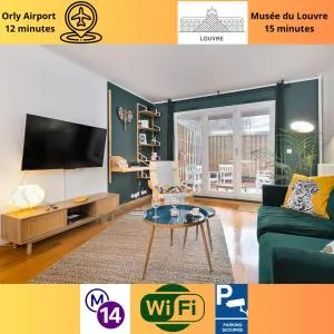 Cosy'n Paris - Parking secure - Metro 14 - Wifi - Terrace - Premium bedding - 莱克朗兰比塞特尔