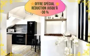 La Voute Chambérienne GRAND T2 61m2 - Vue Montagnes - TV 4K Géante - WIFI-Fibre - Machine à Laver - Lave Vaiselle - Parking - Confort - Spacieux - 沙勒莱索