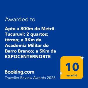 Apto a 800m do Metrô Tucuruvi; 2 quartos; térreo; a 3Km da Academia Militar do Barro Branco; a 5Km da EXPOCENTERNORTE