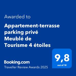 Appartement-terrasse parking privé Meublé de Tourisme 4 étoiles
