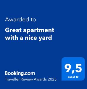 Great apartment with a nice yard