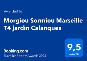 Morgiou Sormiou Marseille T4 climatisé familial - 3 Chambres - Terrasse bois - jardin privatif - Calanques à pied - Plages & Vélodrome à 10 min - Idéal Familles & Randonneurs & Grimpeurs - Escalade à 5 min - Marseille Sud
