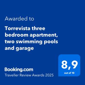 Torrevista three bedroom apartment, two swimming pools and garage