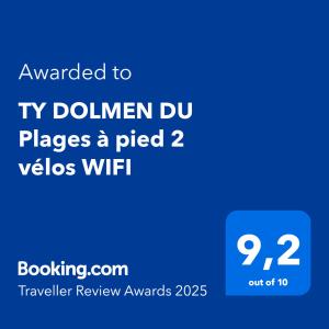 TY DOLMEN DU Plages à pied 2 vélos WIFI
