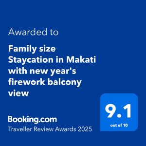 Family size Staycation in Makati with new years firework balcony view