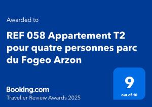 REF 058 Appartement T2 pour quatre personnes parc du Fogeo Arzon
