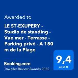 LE ST-EXUPERY - Studio de standing - Vue mer - Terrasse - Parking privé - A 150 m de la Plage
