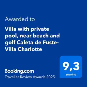 Villa with private pool, near beach and golf Caleta de Fuste- Villa Charlotte