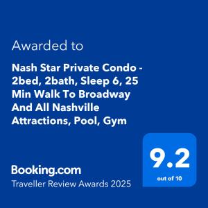 Nash Star Private Condo - 2bed, 2bath, Sleep 6, 25 Min Walk To Broadway AndNashville Attractions, Pool, Gym
