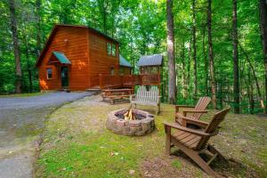 1BR log cabin, sleeps 5, firepit, hot tub, 1 free ticket to Dollywood!