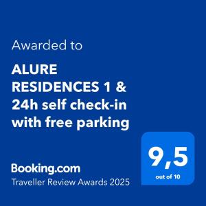 ALURE RESIDENCES 1 & 24h self check-in, free parking in front of the apartment building, new building, terrace, cafe with breakfast in the apartment building, next to the aqua park