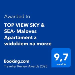 TOP VIEW SKY & SEA- Maloves Władysławowo - Prywatny apartament na wynajem -widok na morze ,taras ,aneks
