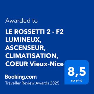 LE ROSSETTI 2 - F2 LUMINEUX, ASCENSEUR, CLIMATISATION, COEUR Vieux-Nice