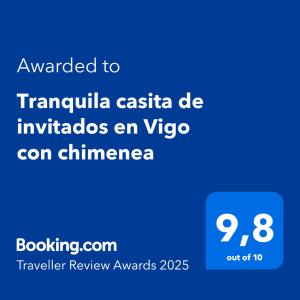 Tranquila casita de invitados en Vigo con chimenea