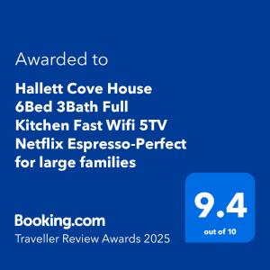 Hallett Cove House 6Bed 3Bath Full Kitchen Fast Wifi 5TV Netflix Espresso-Perfect for large families