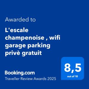 Lescale champenoise , wifi garage parking privè gratuit