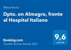 Dpto. en Almagro, frente al Hospital Italiano