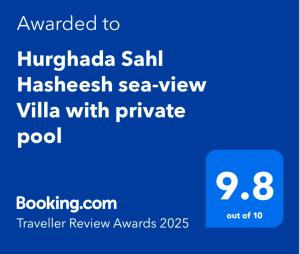 Hurghada Sahl Hasheesh sea-view Villa with private pool