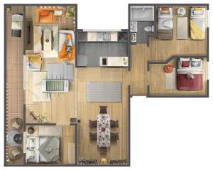 Roof Shelter with Balcony City View Foosball