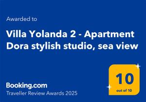 Villa Yolanda 2 - Luxury stylish studio Dora, sea view