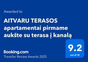 AITVARU TERASOS apartamentai pirmame aukšte su terasa į kanalą