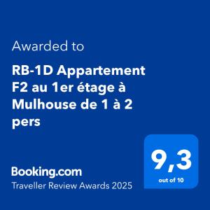 RB-1D Appartement F2 au 1er étage à Mulhouse de 1 à 2 pers
