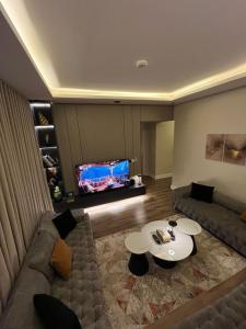 شقة غرفة نوم وصالة معيشة بتصميم عصري