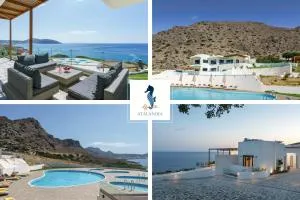 Beachfront Villa Atalandia with Heated Pool, Gym, BBQ & Office - Éxo Apídhion