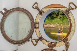 Panama ship, house on the water